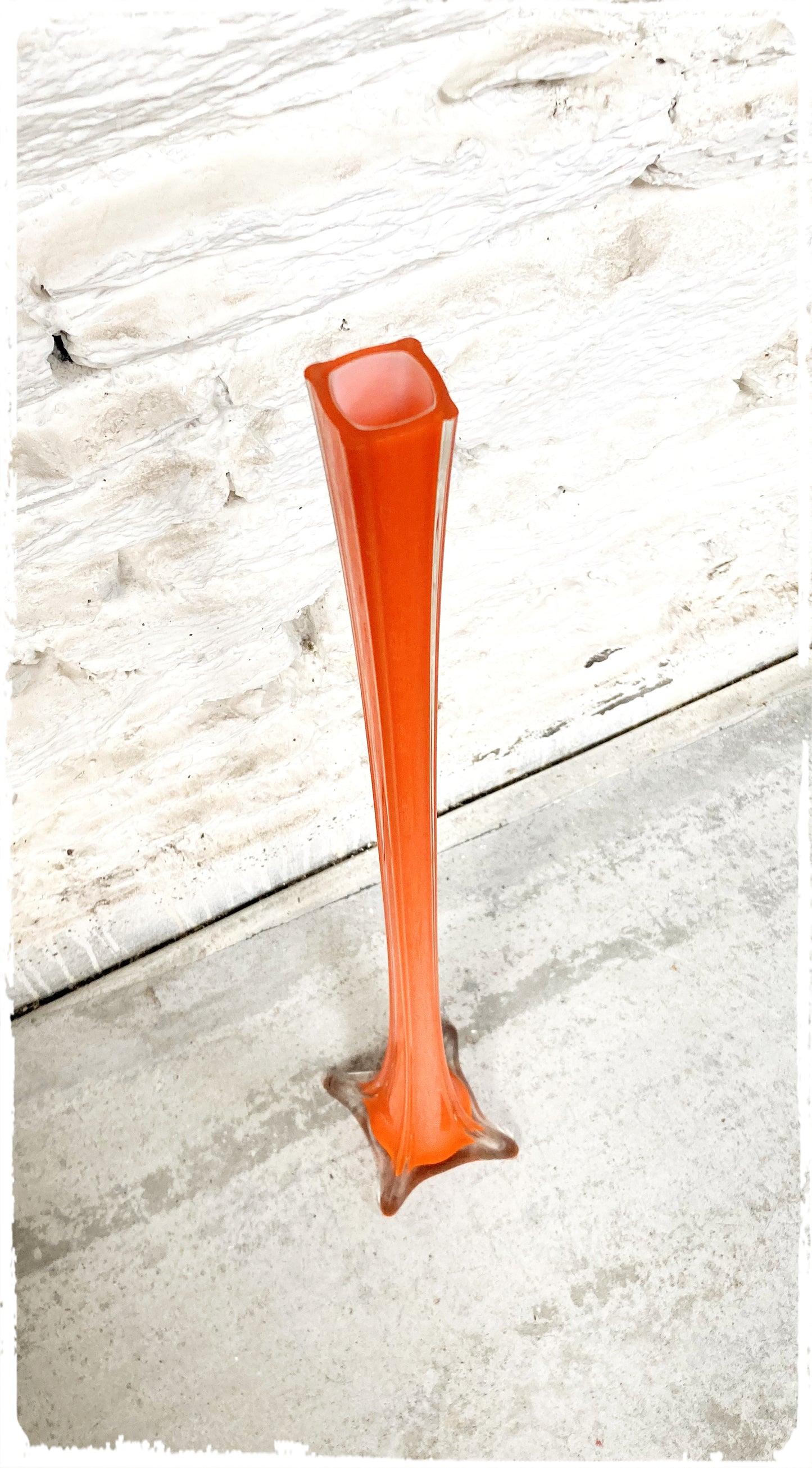 Grand Vase Vintage Soliflore Orange en Verre 80 cm