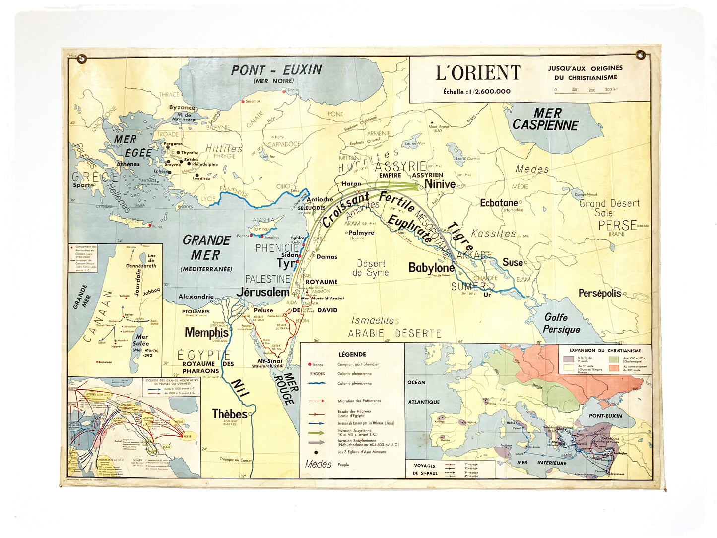 Grande Affiche Carte Scolaire Plastifiée Vintage La Palestine L'Orient