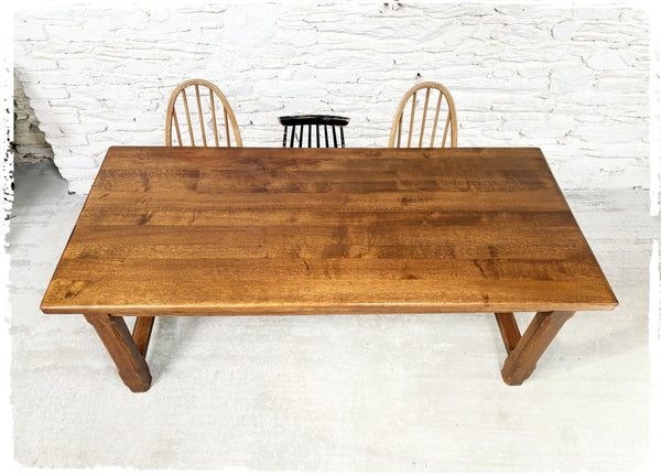 Ancienne Grande Table de Ferme Vintage en Chêne Massif