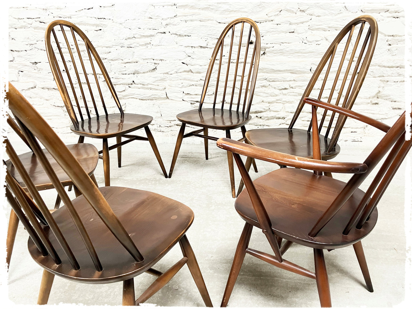 Set de Chaises et Fauteuil Windsor Vintage Ercol Quaker