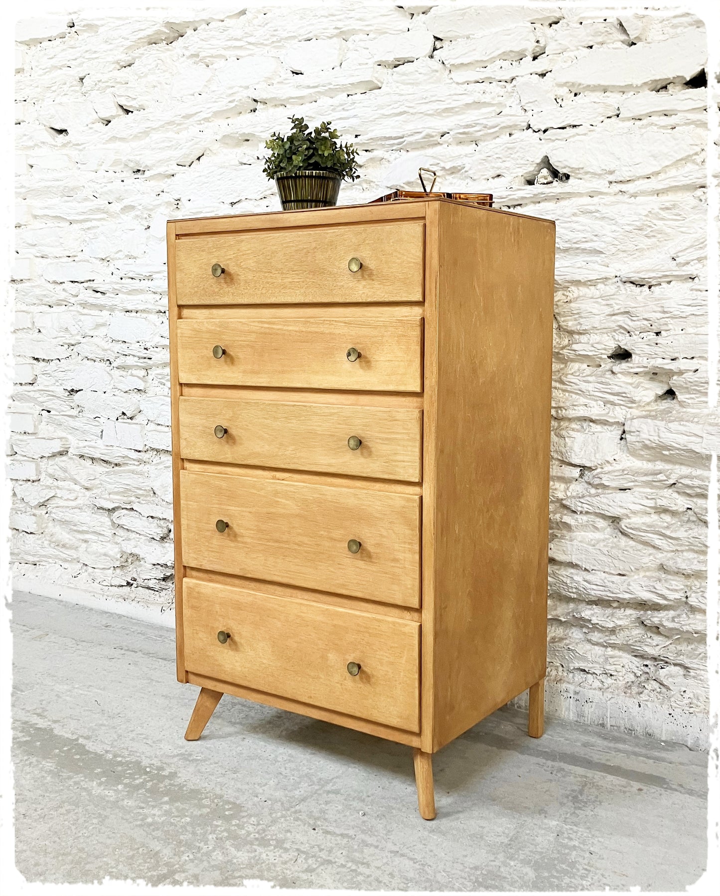 Chiffonnier Commode Haute Vintage Pieds Compas Années 50