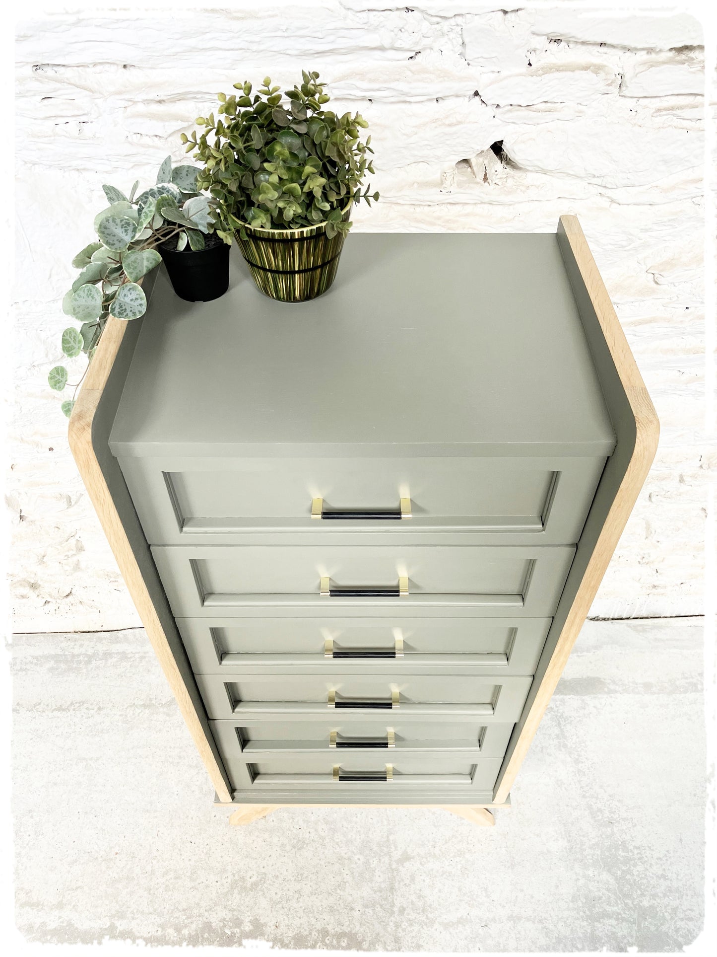 Chiffonnier Commode Haute Vintage Pieds Compas Revisité