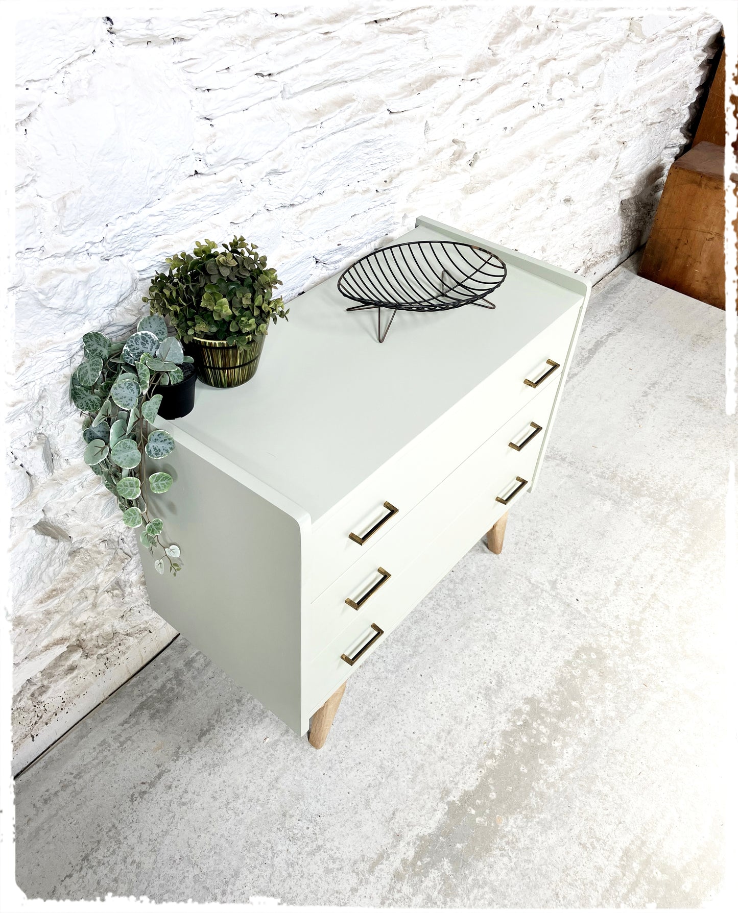 Commode Vintage Pieds Compas Gris Vert Clair