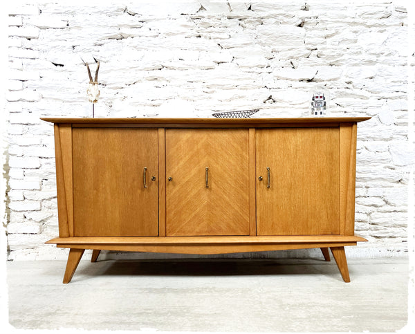 Buffet 50s Enfilade Vintage Pieds Compas Bois Doré