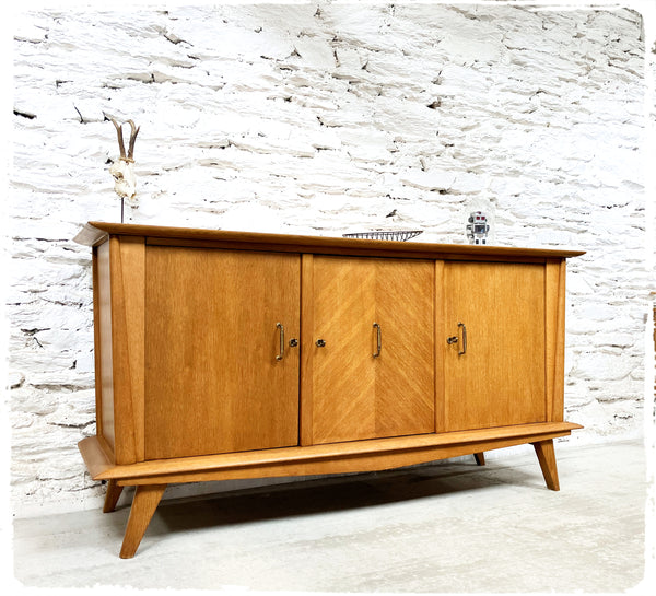 Buffet 50s Enfilade Vintage Pieds Compas Bois Doré