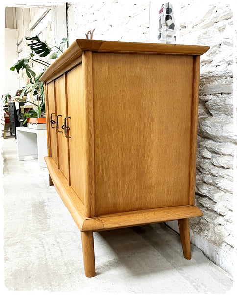 Buffet 50s Enfilade Vintage Pieds Compas Bois Doré