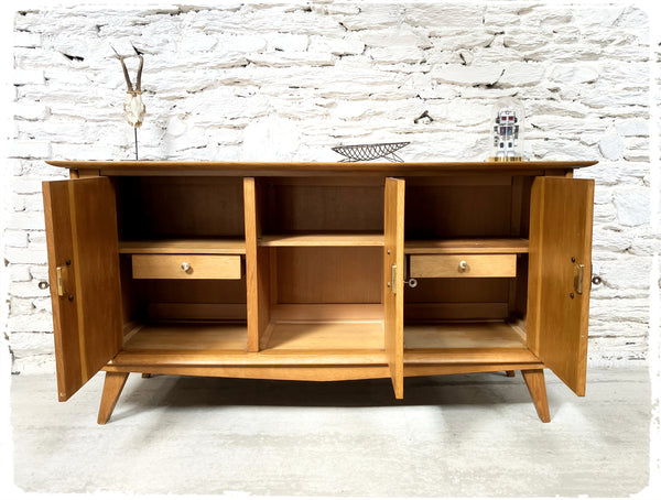 Buffet 50s Enfilade Vintage Pieds Compas Bois Doré