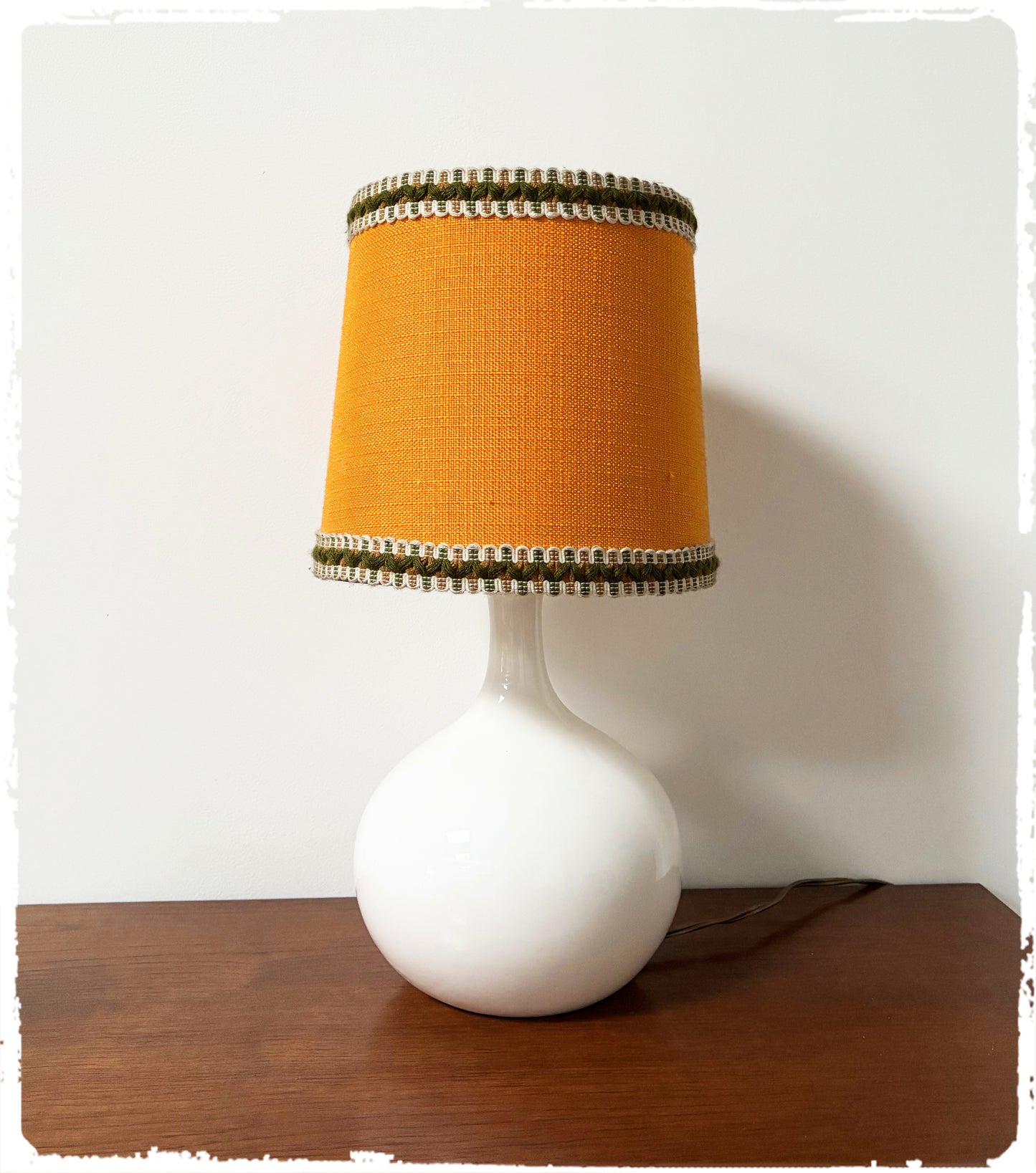 Lampe de Table Vintage Années 70 Blanche & Orange