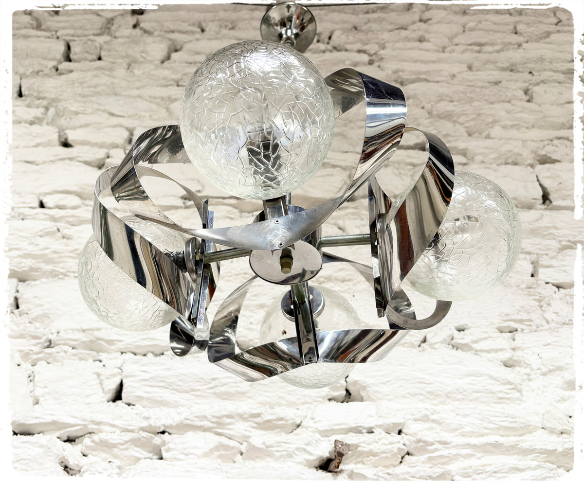 Lustre Chromé 4 Feux Vintage Space Age