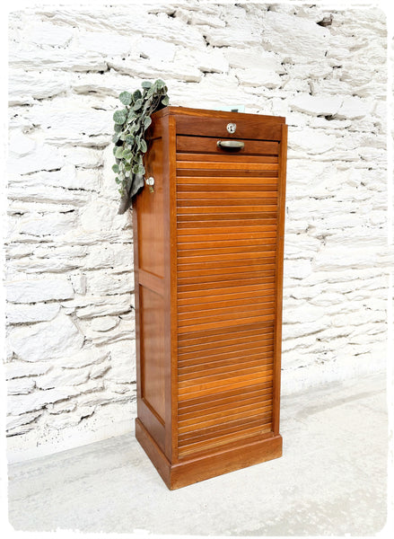Meuble de Notaire Classeur à Rideau Vintage en Chêne