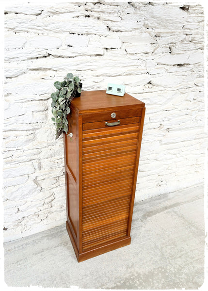 Meuble de Notaire Classeur à Rideau Vintage en Chêne