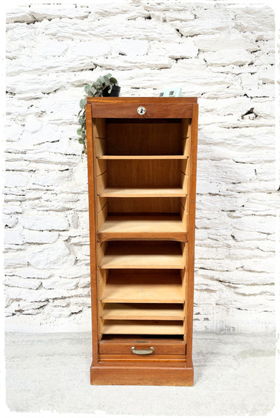 Meuble de Notaire Classeur à Rideau Vintage en Chêne