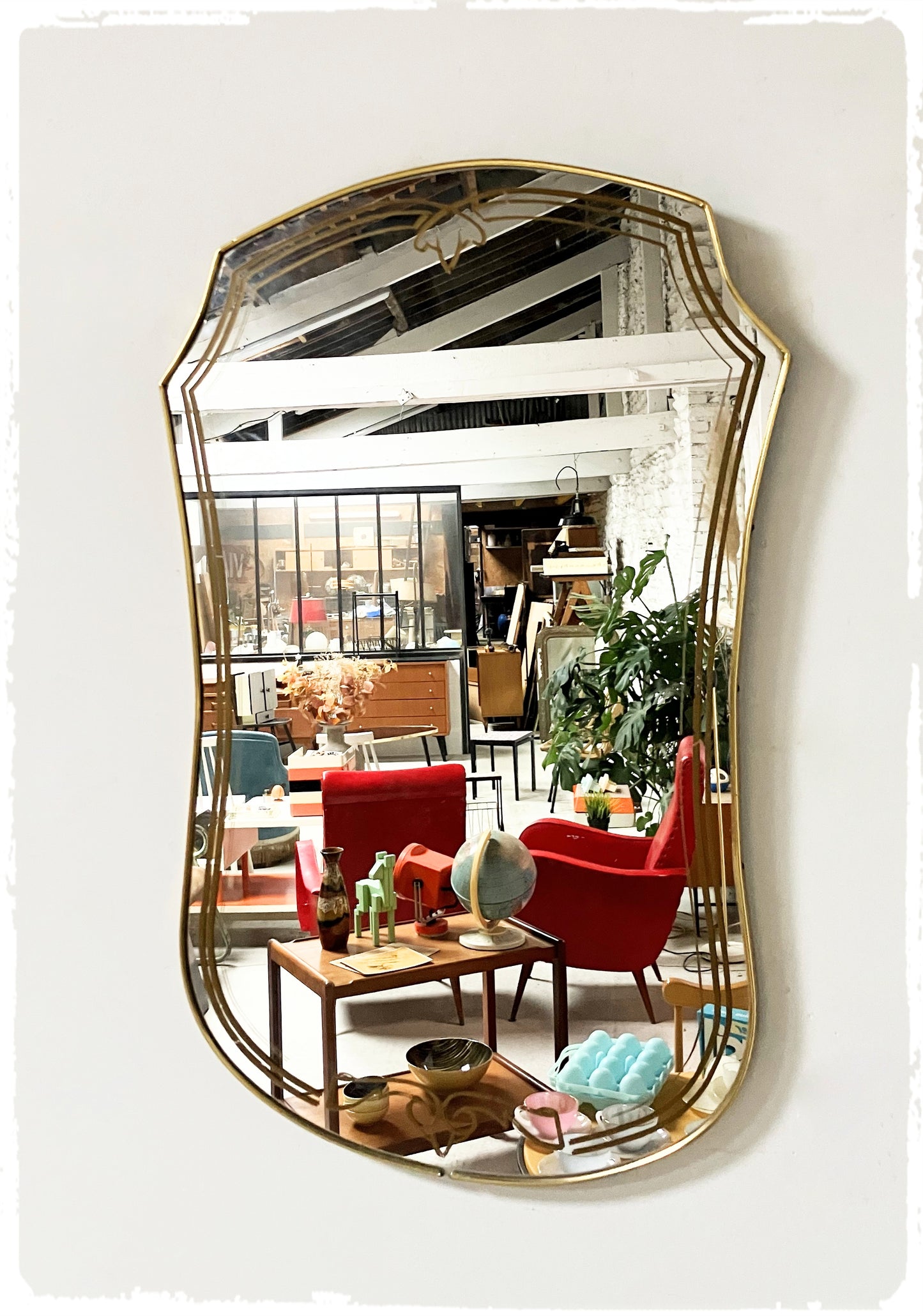 Miroir Vintage Forme Libre Blason Sérigraphié