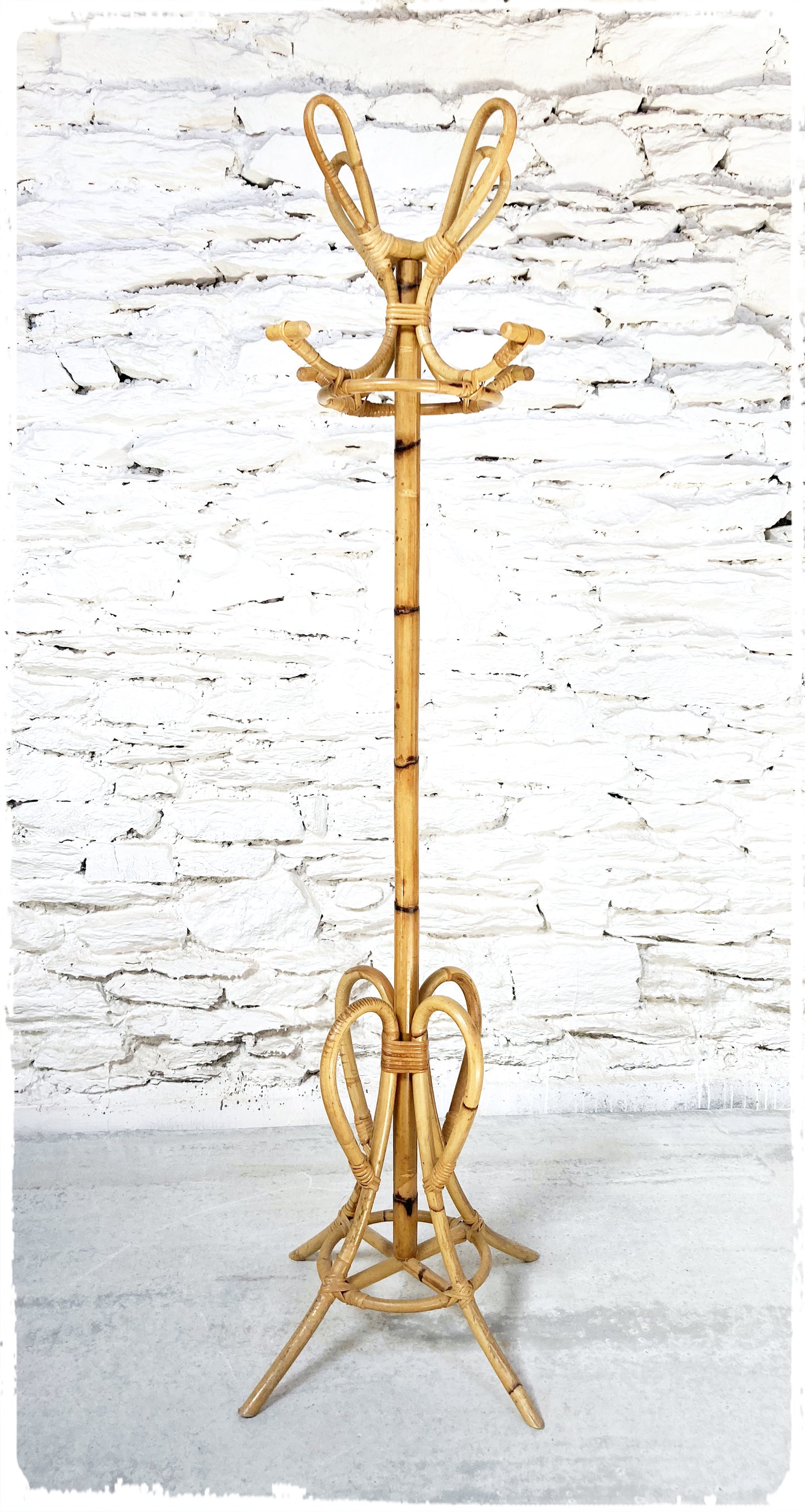 Porte Manteaux Perroquet Vintage en Bambou et Rotin