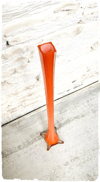 Grand Vase Vintage Soliflore Orange en Verre 80 cm