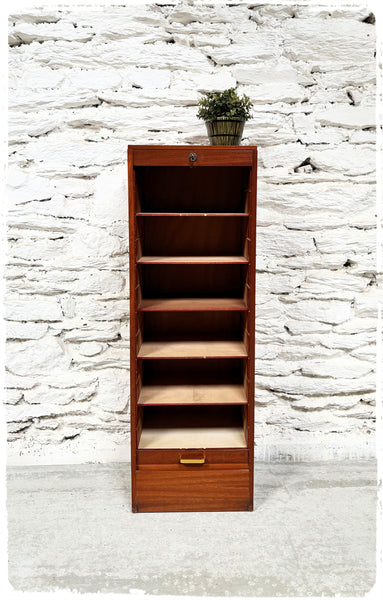 Meuble Classeur Simple Vintage à Rideau en Bois Exotique