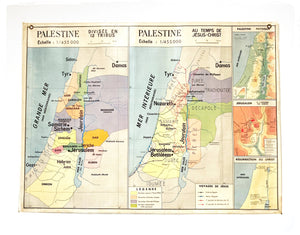 Grande Affiche Carte Scolaire Plastifiée Vintage La Palestine L'Orient