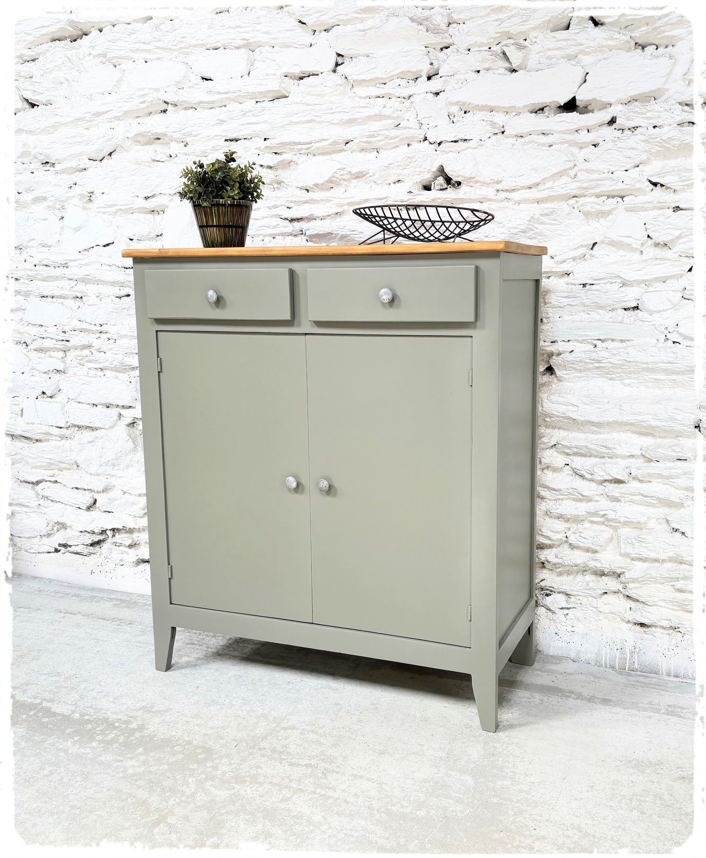 Ancien Buffet Style Parisien Vintage Gris Vert Moyen