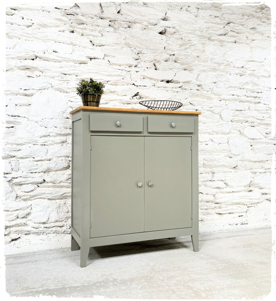 Ancien Buffet Style Parisien Vintage Gris Vert Moyen