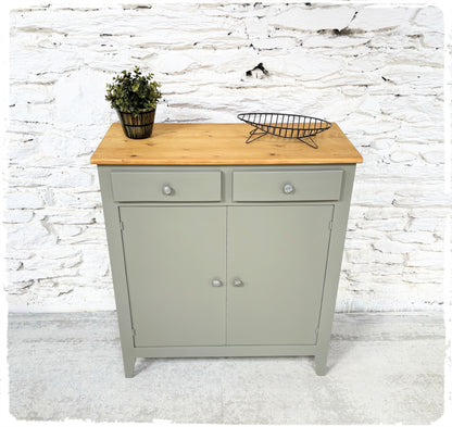 Ancien Buffet Style Parisien Vintage Gris Vert Moyen