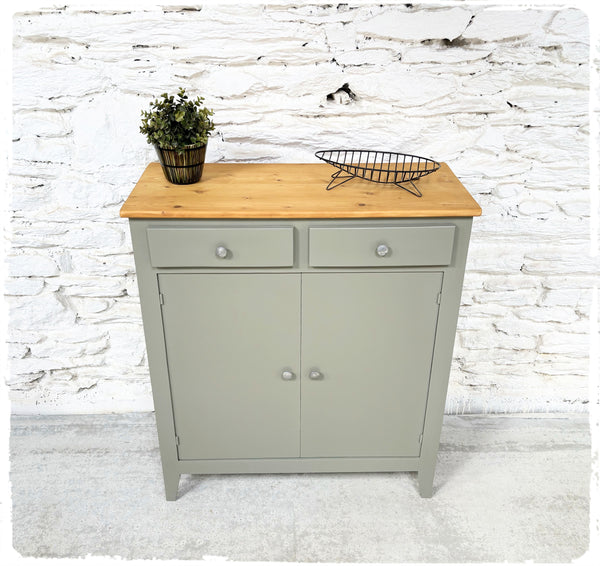 Ancien Buffet Style Parisien Vintage Gris Vert Moyen