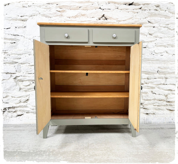 Ancien Buffet Style Parisien Vintage Gris Vert Moyen