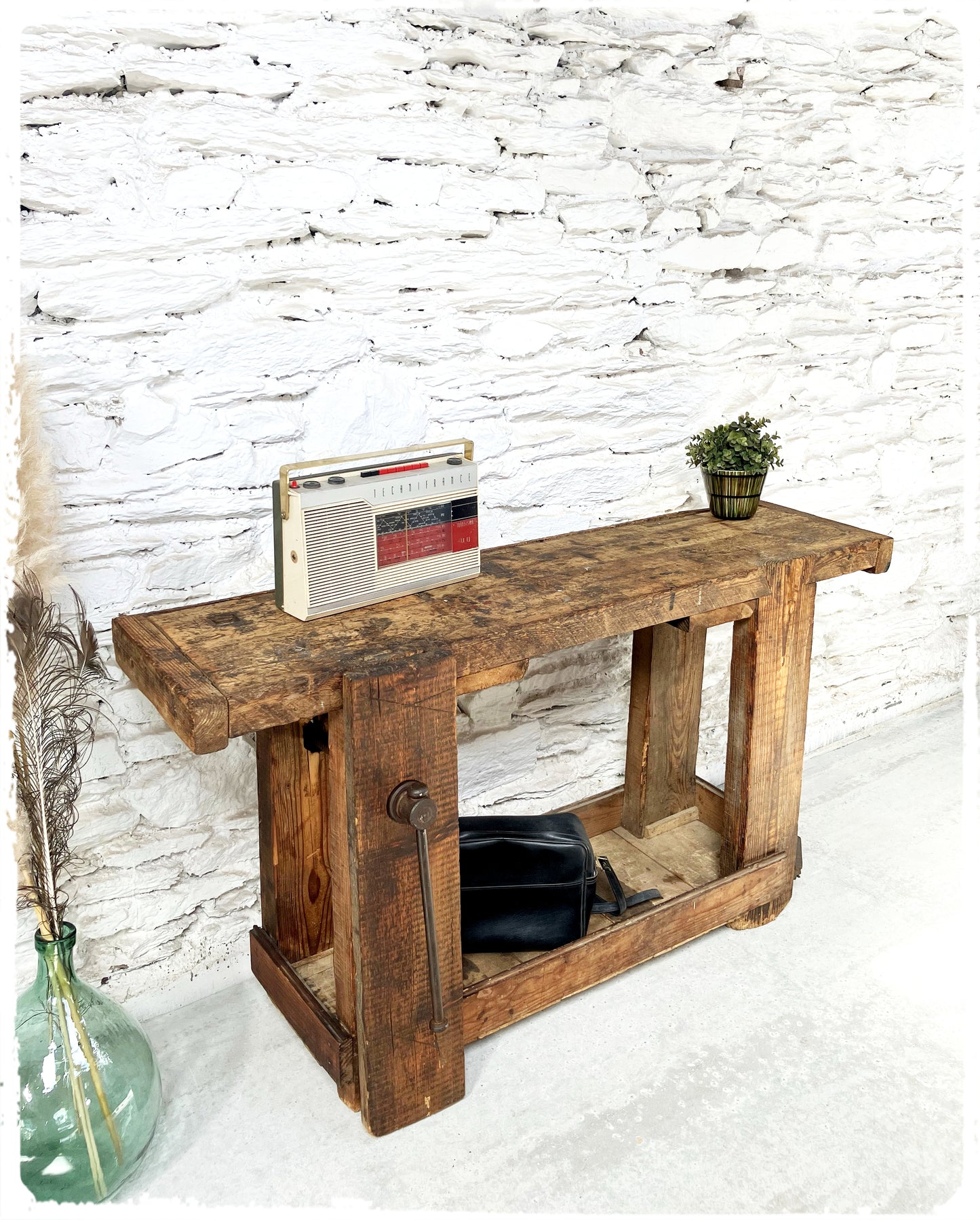 Ancien Établi de Menuisier en Bois Massif