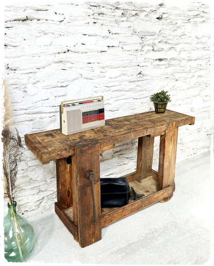 Ancien Établi de Menuisier en Bois Massif