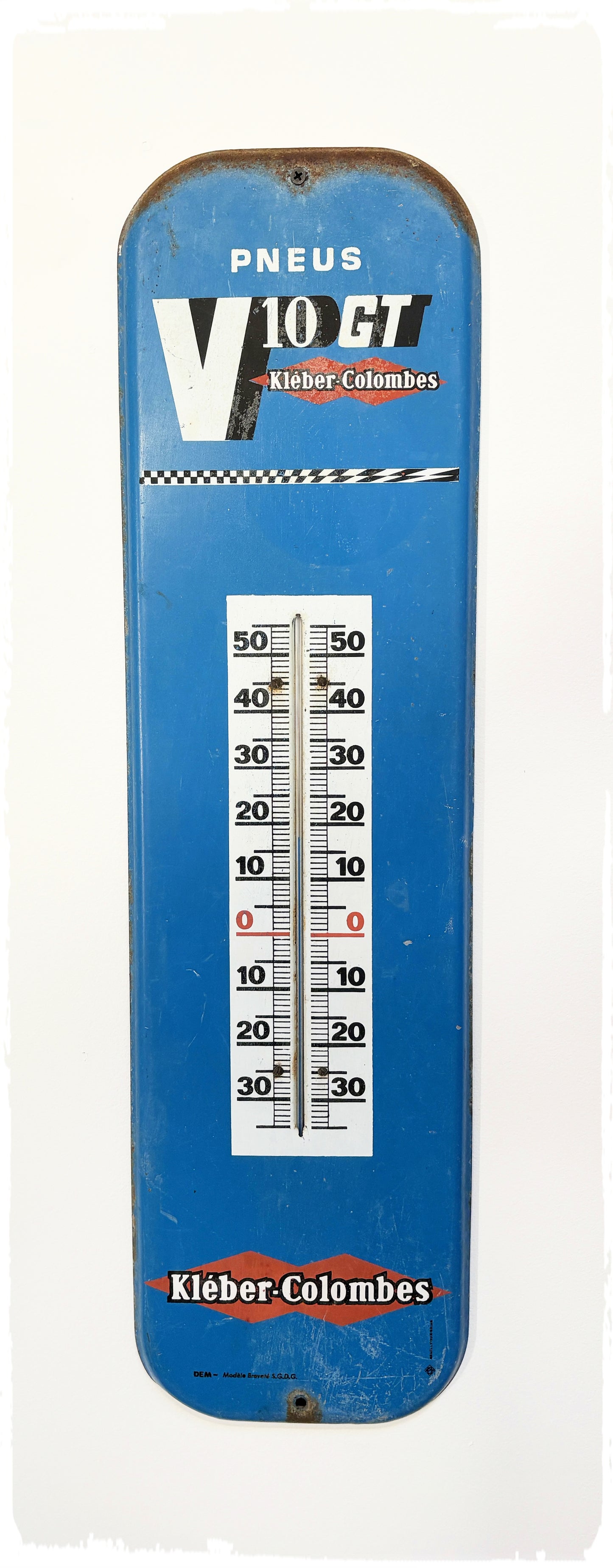 Ancien Grand Thermomètre Publicitaire Vintage KLÉBER V10 GT