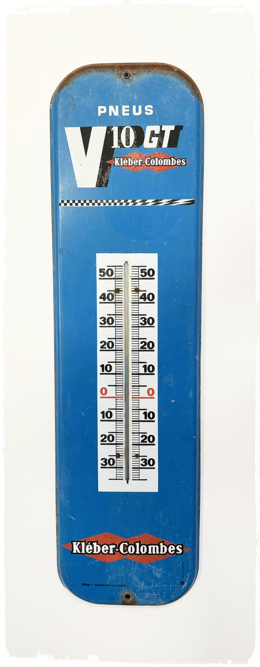 Ancien Grand Thermomètre Publicitaire Vintage KLÉBER V10 GT