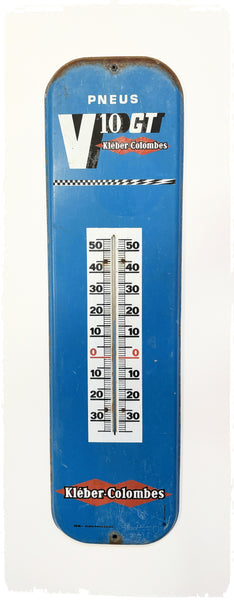 Ancien Grand Thermomètre Publicitaire Vintage KLÉBER V10 GT