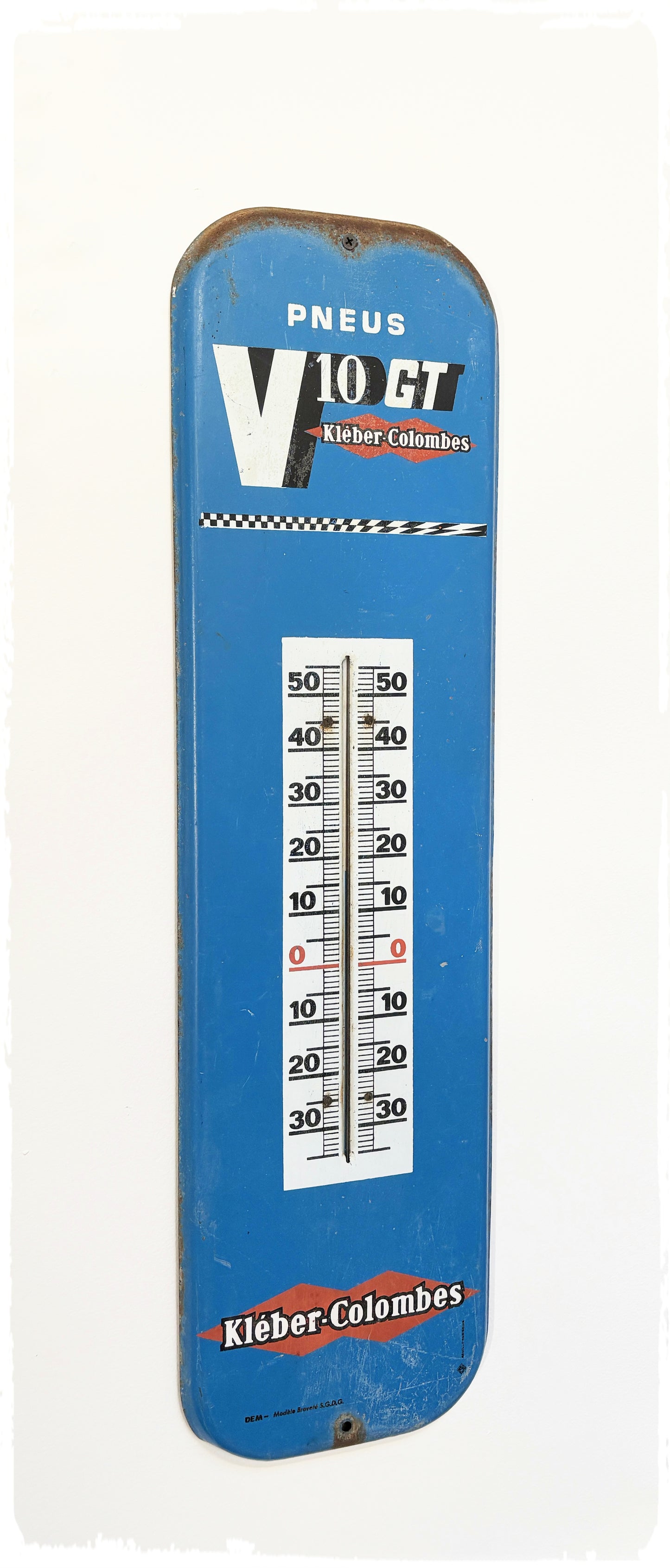 Ancien Grand Thermomètre Publicitaire Vintage KLÉBER V10 GT