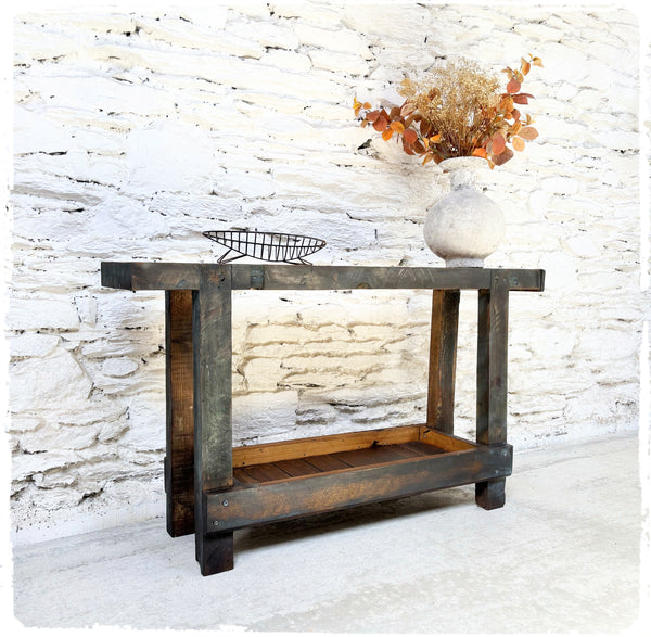Ancien Petit Établi de Menuisier Bois Massif Patiné