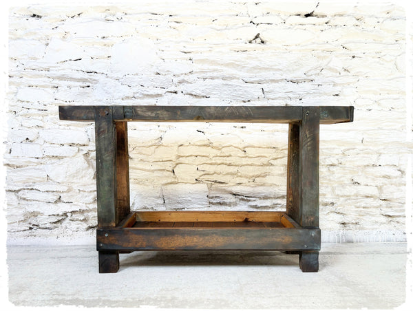 Ancien Petit Établi de Menuisier Bois Massif Patiné