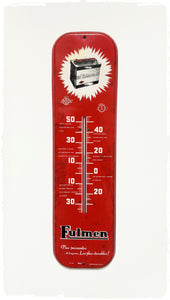 Ancien Grand Thermomètre Publicitaire Vintage Batterie FULMEN