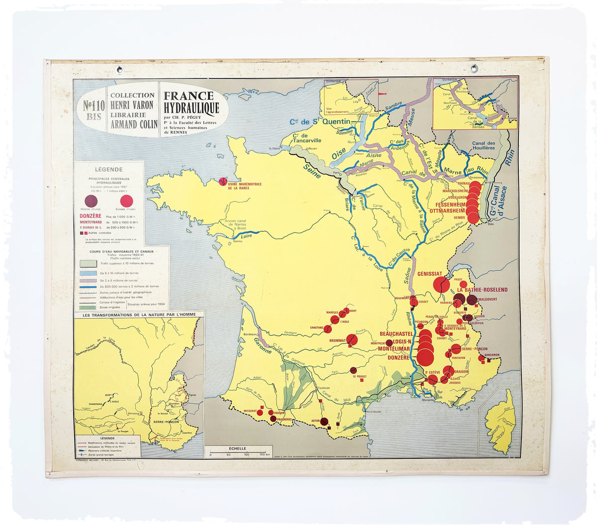 Ancienne Carte Scolaire Cartonnée Vintage Armand Colin France Hydrologie