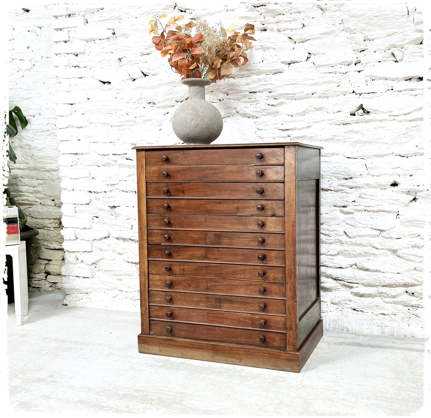 Ancienne Grande Commode de Métier Style Médailler Vintage en Bois Massif