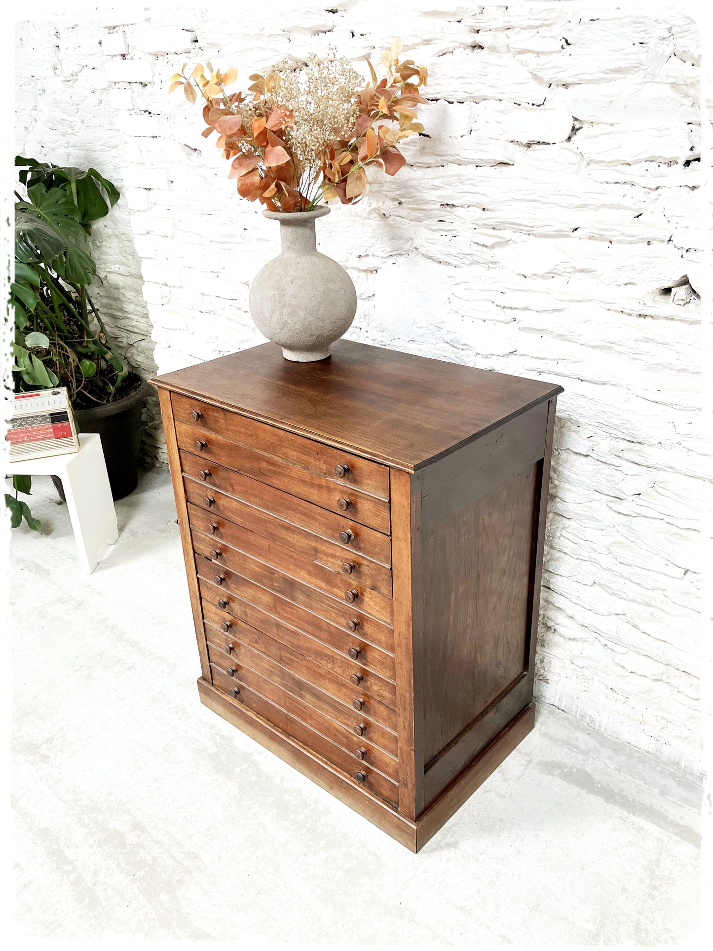 Ancienne Grande Commode de Métier Style Médailler Vintage en Bois Massif