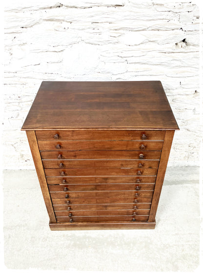 Ancienne Grande Commode de Métier Style Médailler Vintage en Bois Massif