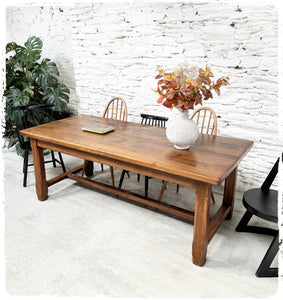 Ancienne Grande Table de Ferme Vintage en Chêne Massif