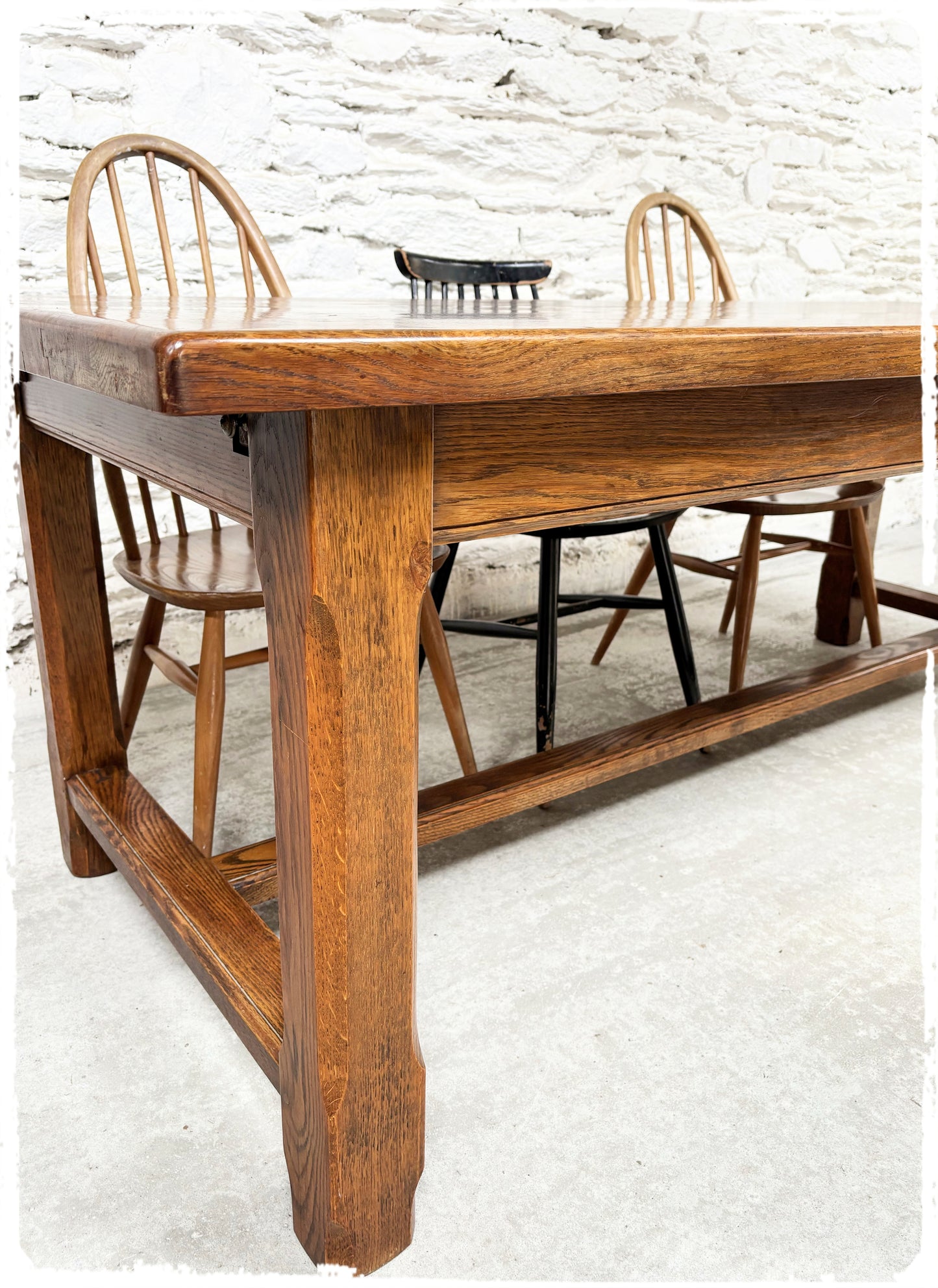 Ancienne Grande Table de Ferme Vintage en Chêne Massif