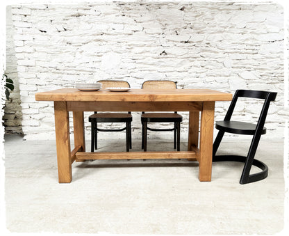 Ancienne Petite Table de Ferme Vintage en Orme Massif