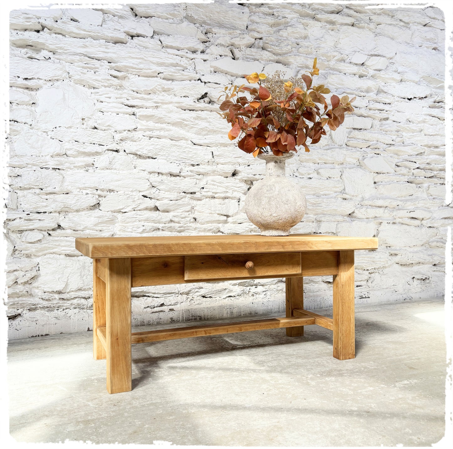 Ancienne Table Basse de Ferme en Chêne Massif