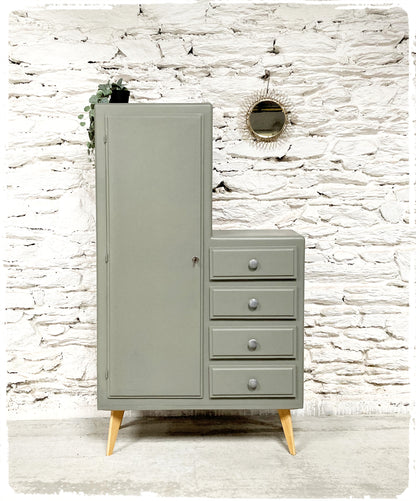 Petite Armoire Commode Vintage Asymétrique Pieds Compas