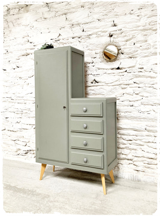 Petite Armoire Commode Vintage Asymétrique Pieds Compas