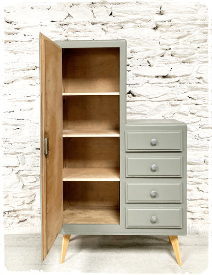 Petite Armoire Commode Vintage Asymétrique Pieds Compas