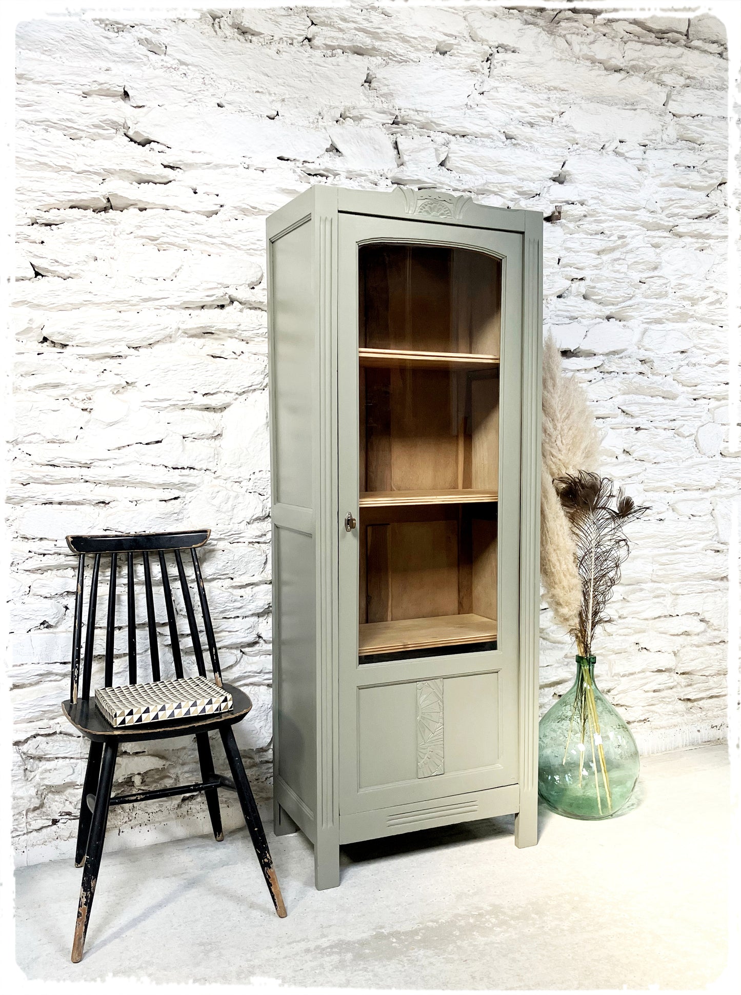 Bonnetière Vitrine Vaisselier Vintage Années 50 Revisitée