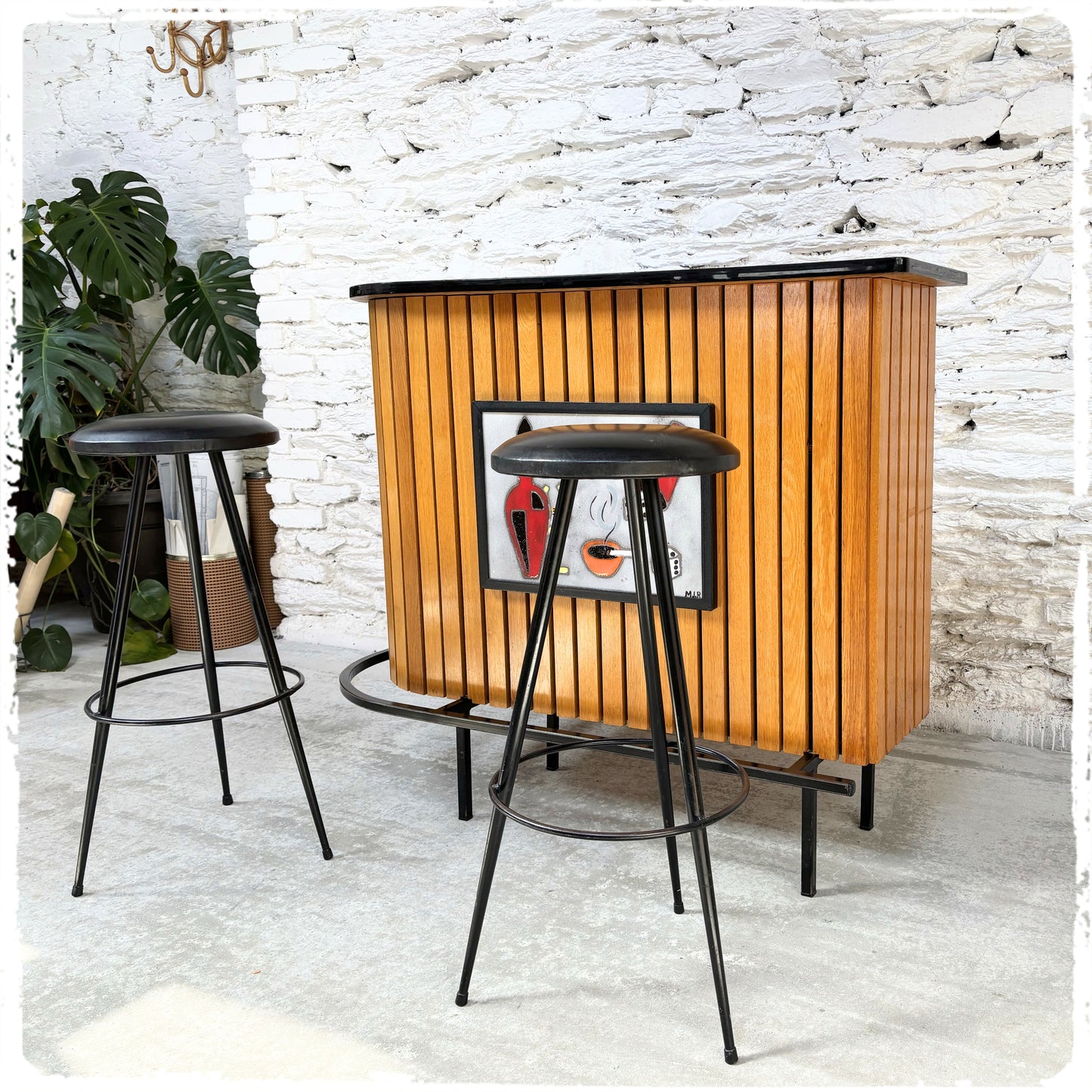 Bar d'Angles à Cocktails Vintage Années 60 Esprit Jacques Adnet