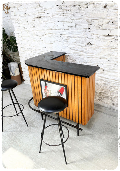 Bar d'Angles à Cocktails Vintage Années 60 Esprit Jacques Adnet