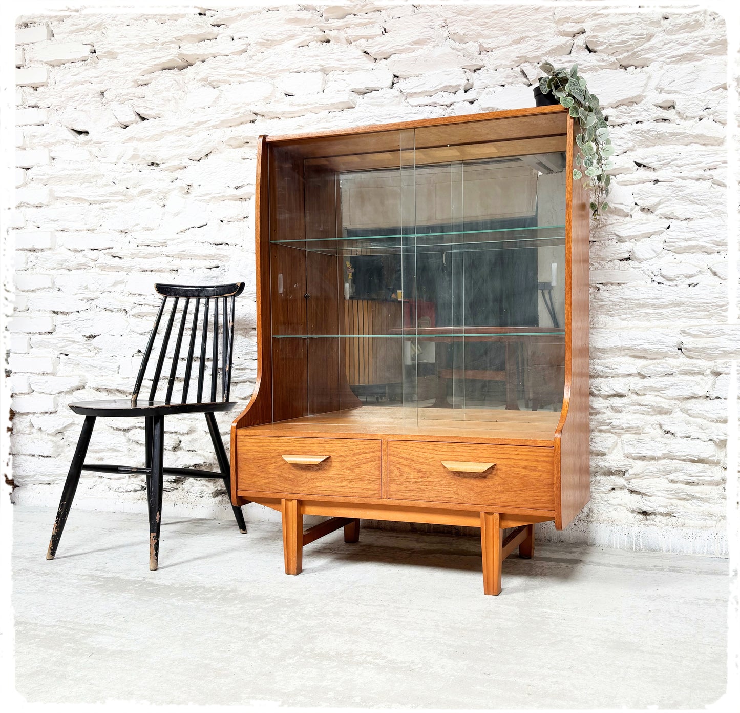 Bibliothèque Bibus Vitrine Vintage Style Scandinave en Teck Blond